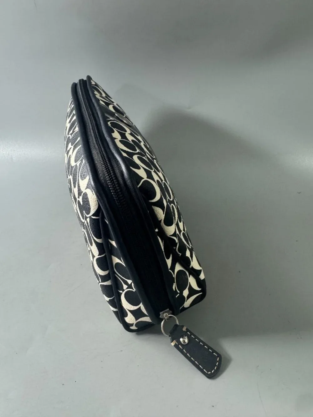 Authentic Coach Signature C PVC & Leather Small Clutch Bag Black & White
